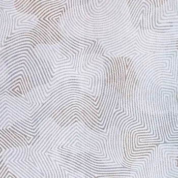 5' White Round Abstract Non Skid Area Rug