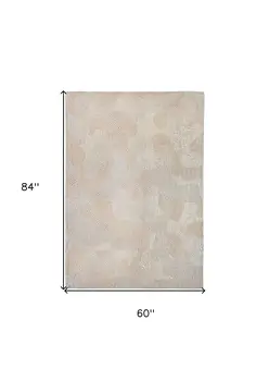 6' X 8' Beige and White Abstract Non Skid Area Rug