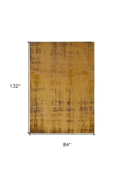 8' X 11' Yellow and Brown Abstract Non Skid Area Rug