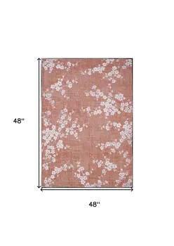 9' X 13' Red and White Round Oriental Non Skid Area Rug
