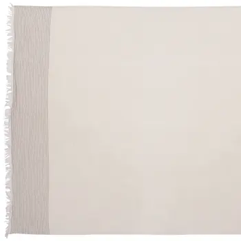 47" X 60" Beige and Ivory Cotton Woven Striped Throw Blanket with Fringe