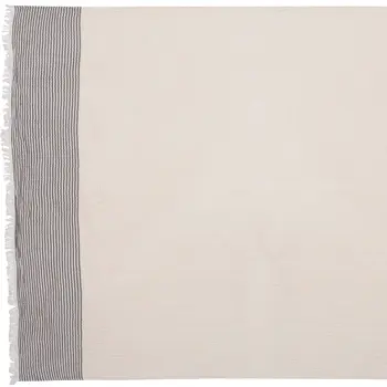 47" X 60" Gray and Ivory Cotton Woven Striped Throw Blanket with Fringe