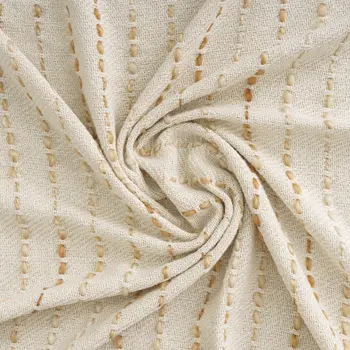50" X 60" White And Brown Cotton Blend Woven Striped Throw Blanket with Fringe