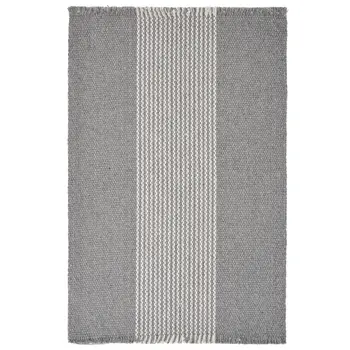 19" Set of Four Gray And White Striped Cotton Placemats