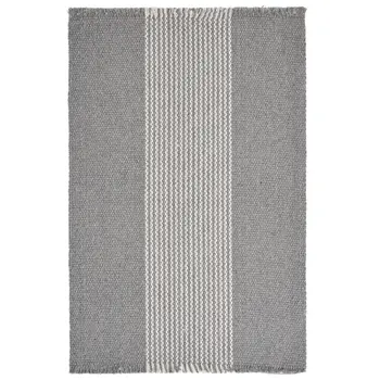 19" Set of Four Gray And White Striped Cotton Placemats