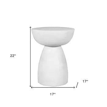 22" White Distressed Solid Wood Round End Table