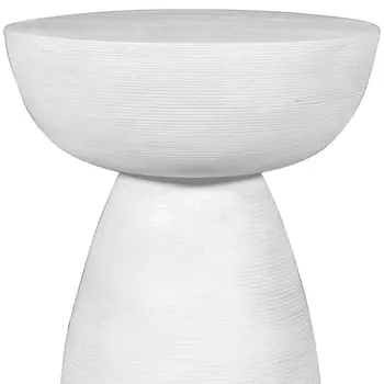 22" White Distressed Solid Wood Round End Table