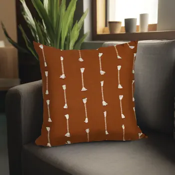 18" Terra Cotta Striped Cotton Throw Pillow With Texture