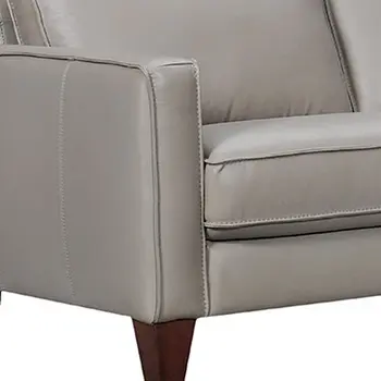 Gray Leather L Shaped Three Piece Corner Sectional