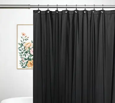 72" Black Vinyl Shower Curtain Liner