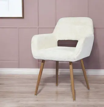 23" White and Brown Faux Fur Arm Chair