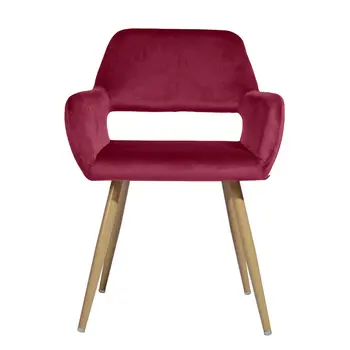 22" Fuchsia and Brown Velvet Arm Chair