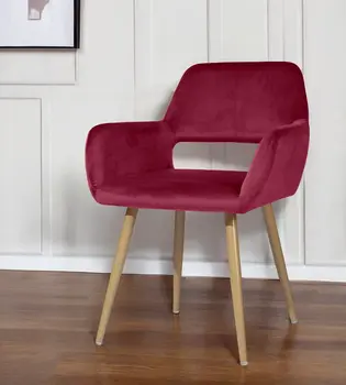 22" Fuchsia and Brown Velvet Arm Chair