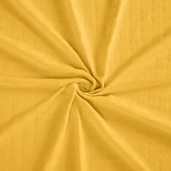 California King Gold Cotton Basketweave Geometric Blanket