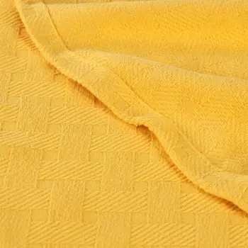 50" X 60" Gold Cotton Basketweave Geometric Throw Blanket
