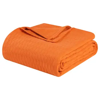 California King Burnt Orange Cotton Woven Geometric Blanket