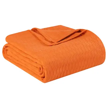 California King Burnt Orange Cotton Woven Geometric Blanket
