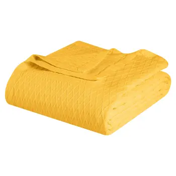California King Yellow Cotton Woven Geometric Blanket