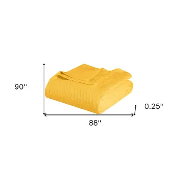 Queen Yellow Cotton Woven Geometric Blanket
