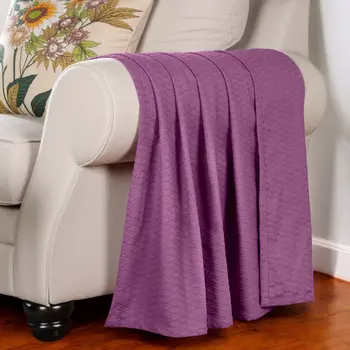 King Purple Cotton Woven Geometric Blanket