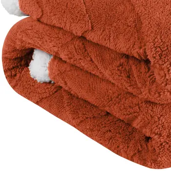 50" X 60" Rust Fleece Woven Geometric Plush Throw Blanket