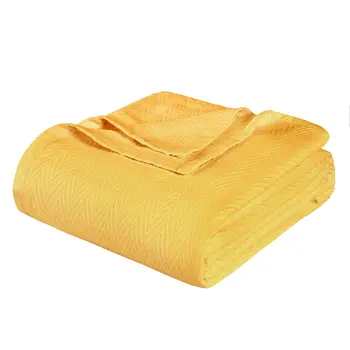 California King Gold Cotton Woven Chevron Blanket