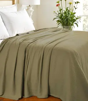 Queen Sage Cotton Woven Chevron Blanket
