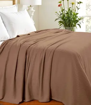 Queen Taupe Cotton Woven Chevron Blanket