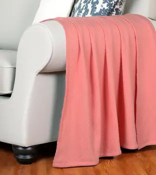 King Coral Cotton Woven Chevron Blanket