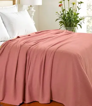 King Coral Cotton Woven Chevron Blanket