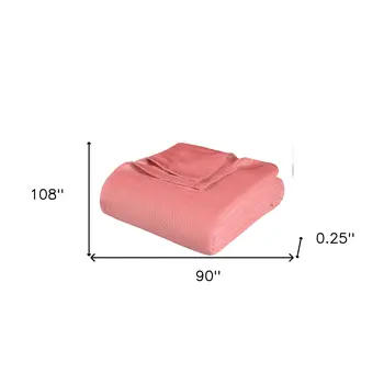 King Coral Cotton Woven Chevron Blanket