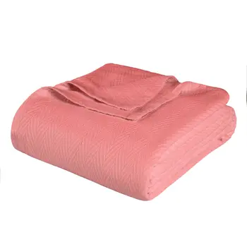 King Coral Cotton Woven Chevron Blanket