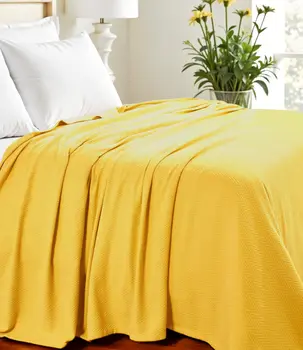 King Gold Cotton Woven Chevron Blanket