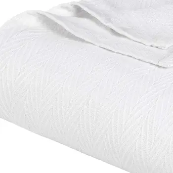 King White Cotton Woven Chevron Blanket