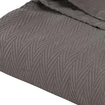 50" X 60" Charcoal Cotton Woven Chevron Throw Blanket