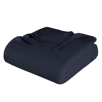 50" X 60" Navy Blue Cotton Woven Chevron Throw Blanket