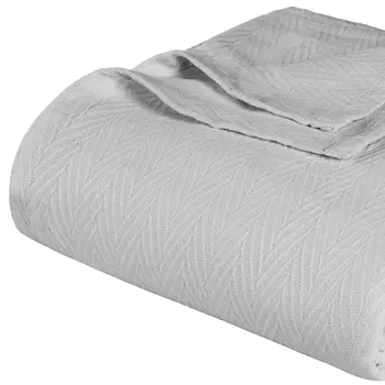50" X 60" Silver Cotton Woven Chevron Throw Blanket