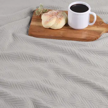 50" X 60" Silver Cotton Woven Chevron Throw Blanket