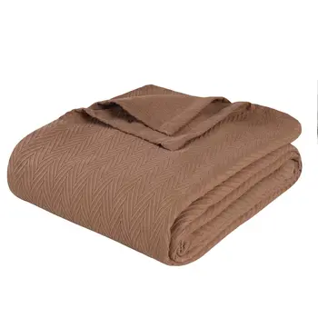 50" X 60" Taupe Cotton Woven Chevron Throw Blanket