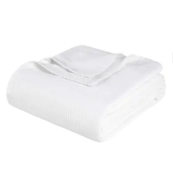 50" X 60" White Cotton Woven Chevron Throw Blanket