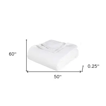 50" X 60" White Cotton Woven Chevron Throw Blanket