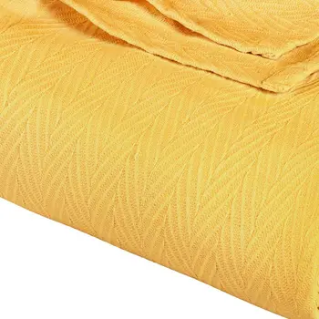 Twin Gold Cotton Woven Chevron Blanket