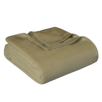 Twin Sage Cotton Woven Chevron Blanket