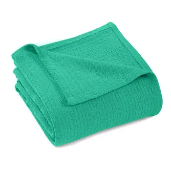 King Turquoise Cotton Waffle Weave Honeycomb Blanket