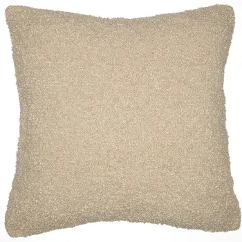 20" Beige Throw Pillow With Shag