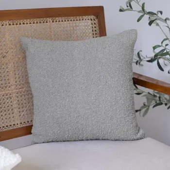 20" Gray Throw Pillow With Shag