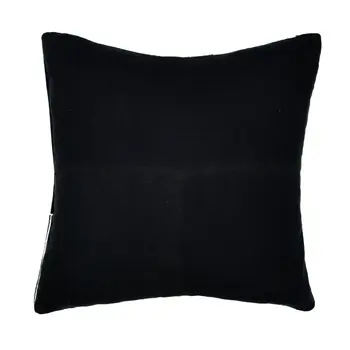 20" Black and White Geometric Cotton Throw Pillow With Embroidery