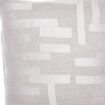 24" Ivory Cotton Blend Throw Pillow with Embroidery