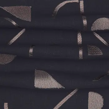 24" Beige and Black Geometric Cotton Blend Throw Pillow With Embroidery