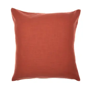 24" Orange and Ivory Geometric Cotton Blend Throw Pillow  With Embroidery